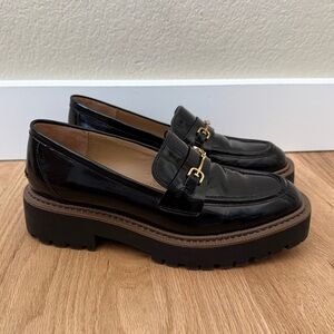 Sam Edelman Leather Black Lug Sole Loafers Size 9